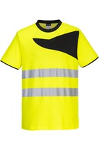 Portwest PW213 Short Sleeve Hi-Vis Cotton Comfort T-Shirt Yellow/Black