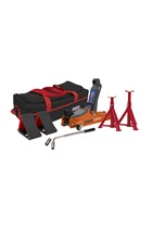 Sealey 2tonne Low Entry Short Chassis Orange Trolley Jack, Accessories & Bag Combo