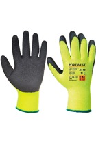 Portwest A140 Thermal Latex Grip Glove Black/Yellow (10pk)