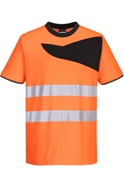 Portwest PW213 Short Sleeve Hi-Vis Cotton Comfort T-Shirt Orange/Black