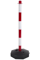 Red and White Plastic Safety Post with base