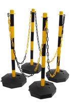 Yellow & Black Plastic Chain Post Set (x4) with 6mtrs of Chain