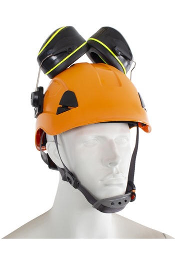 Climbing & Rope Access Safety Helmet c/w SNR33dB Premium Clip On Ear Defenders