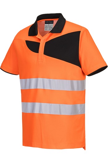 Portwest PW212 Short Sleeve Hi-Vis Cotton Comfort Polo Shirt Orange ...