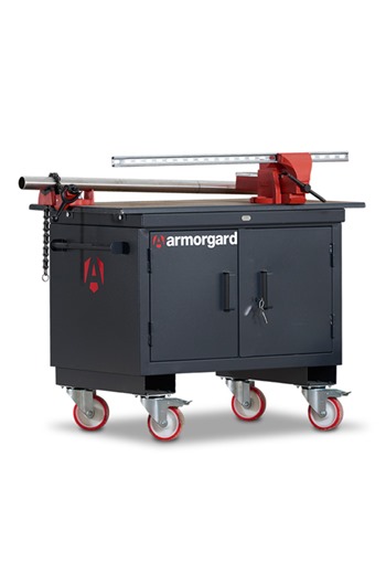 Armorgard BH1270-VF Mobile Tuffbench with Wooden Top, 4" Chain Vice and 6" Engineers Vice