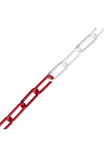 10mm RED & WHITE Plastic Link Chain x 20mtr Reel