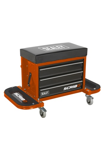 Sealey SCR18O Mechanic's Utility Seat & Toolbox - Orange