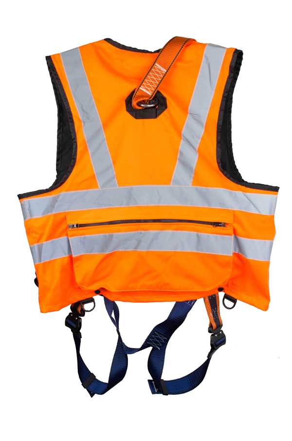 High Visibility ORANGE Jacket Safety Harness Elasticated With Quick