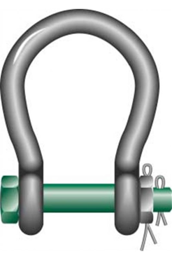 Green Pin 8.5ton "Wide Mouth" Safety Pin Bow Shackle (GPWMS8.5TSAF