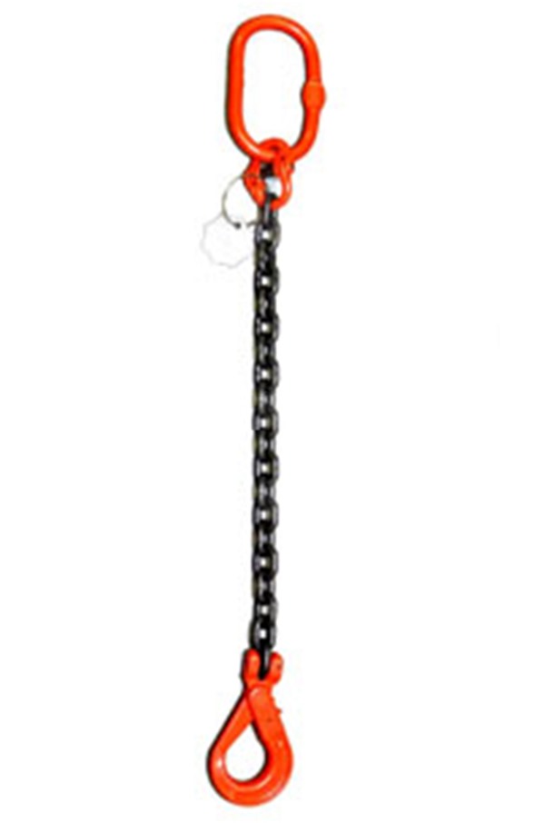 Grade 80 5.3 tonne x 1mtr Single Leg 13mm Lifting Latch Hook Chain Sling 