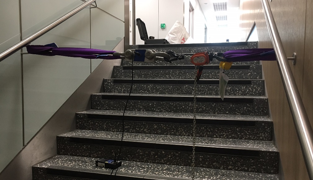 Onsite testing for handrail at Bristol airport
