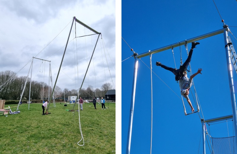 Putting up a trapeze