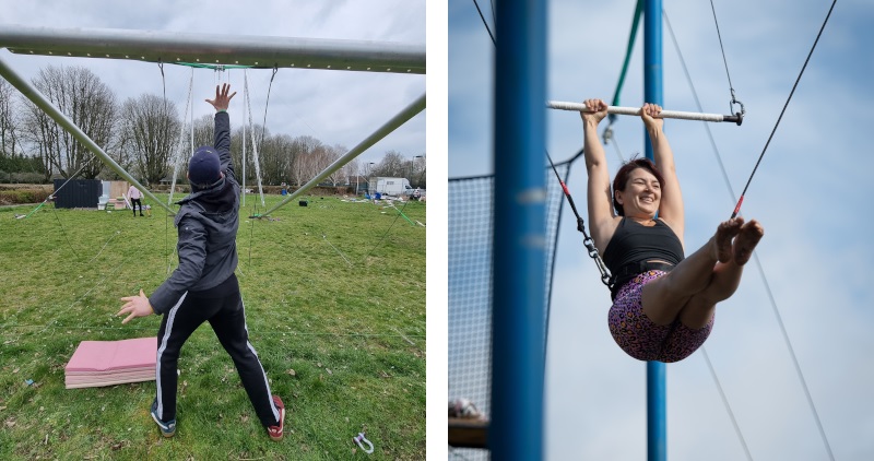Flying trapeze setup