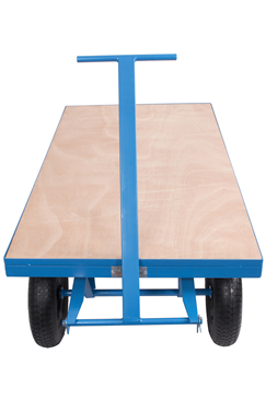 Flat bed trolley with blue pulling handle