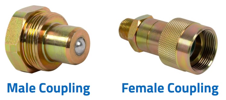 Hydraulic coupling types (male and female hydraulic couplings)